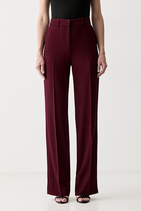 Marciano by Guess spodnie regular damskie z dodatkiem wełny ABBY bordowe high waist 6RGB06 7433A