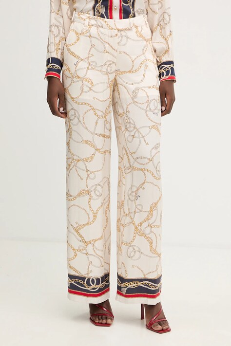 Marciano by Guess spodnie AMANDA damskie kolor beżowy proste high waist 6RGB11 7439A