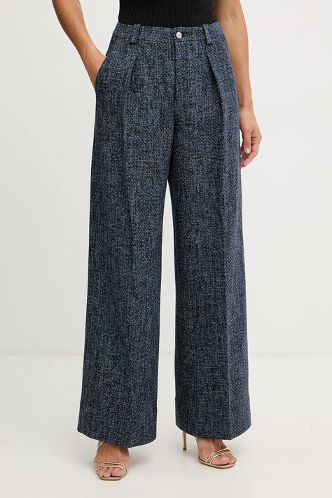 BOSS Orange spodnie damskie kolor granatowy szerokie high waist 50553824