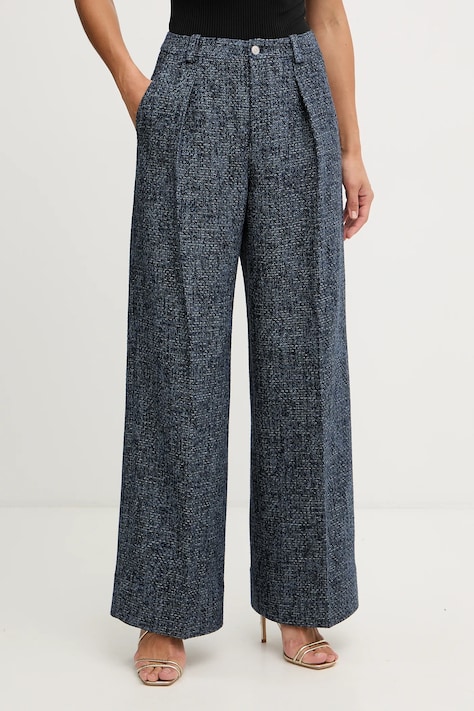 BOSS Orange spodnie damskie kolor granatowy szerokie high waist 50553824