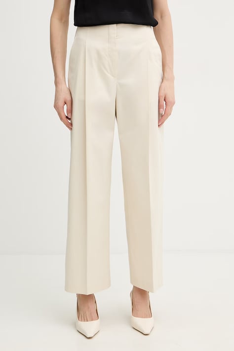 BOSS spodnie Tulotta damskie kolor beżowy proste high waist 50551913