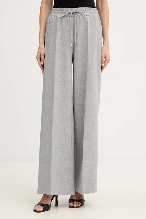 BOSS spodnie damskie kolor szary szerokie high waist 50559362