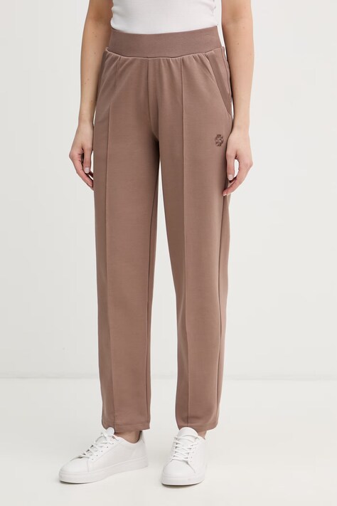 BOSS tepláky dámské s bavlnou Shiny B Pants hnědé high waist 50557285