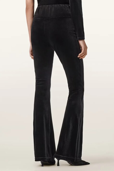 AllSaints spodnie welurowe damskie kolor czarny high waist W060TD