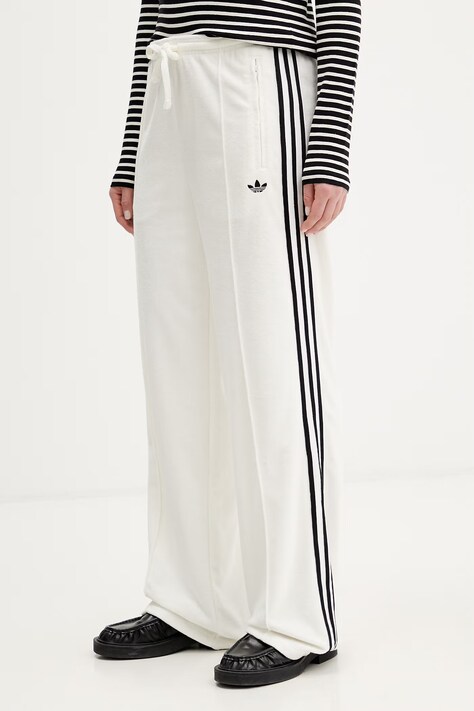 adidas Originals spodnie dresowe damskie Terry Towel Firebird beżowe high waist KD1415