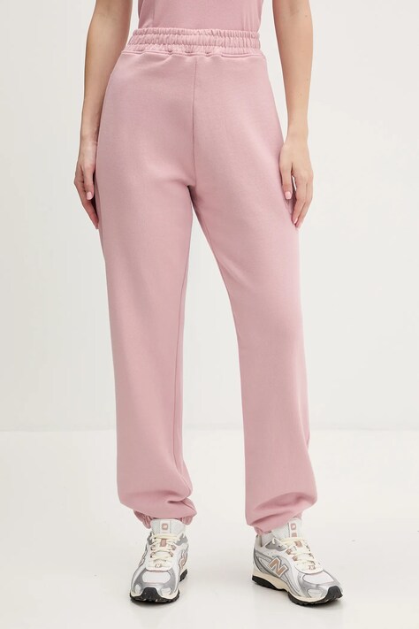 Hugo Blue spodnie dresowe bawełniane Naleisy_B damskie kolor różowy gładkie 50553979