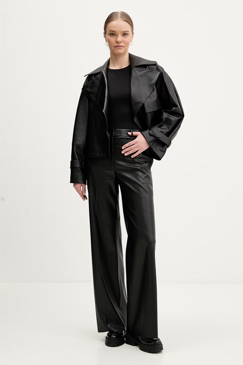 HUGO spodnie Hasmina-1 damskie kolor czarny dzwony high waist 50552964