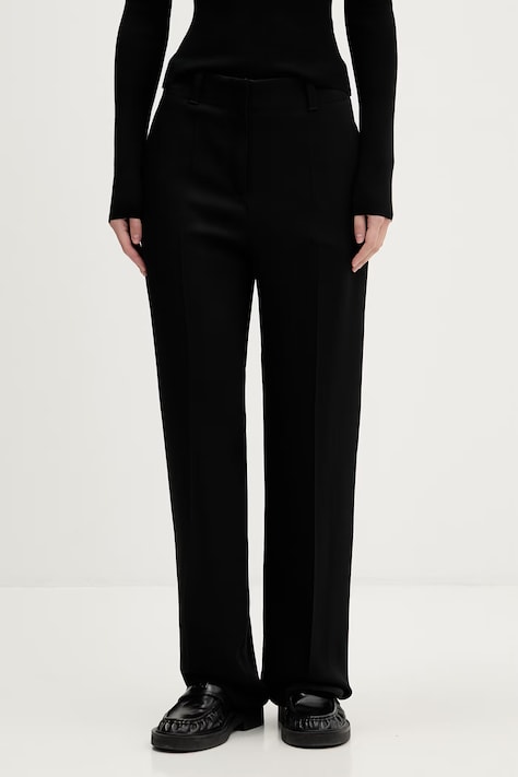 HUGO spodnie Hulana-3 damskie kolor czarny fason cygaretki high waist 50554962