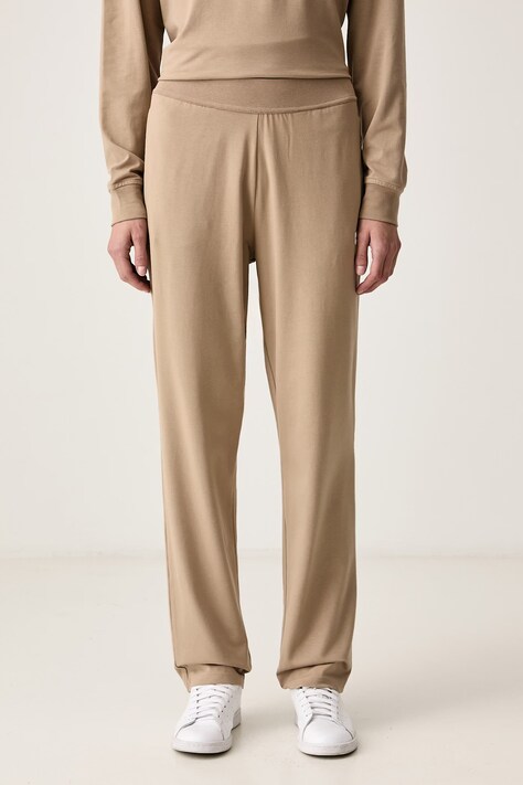 HUGO Спортивні штани жіночі з модалем SIGNATURE_PANT бежеві high waist 50556808