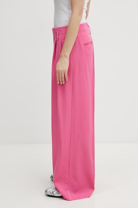Kenzo spodnie wełniane damskie kolor różowy szerokie high waist FG52PA1259TF