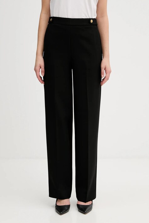 Kalhoty Tommy Hilfiger dámské, černá barva, high waist, WW0WW47799