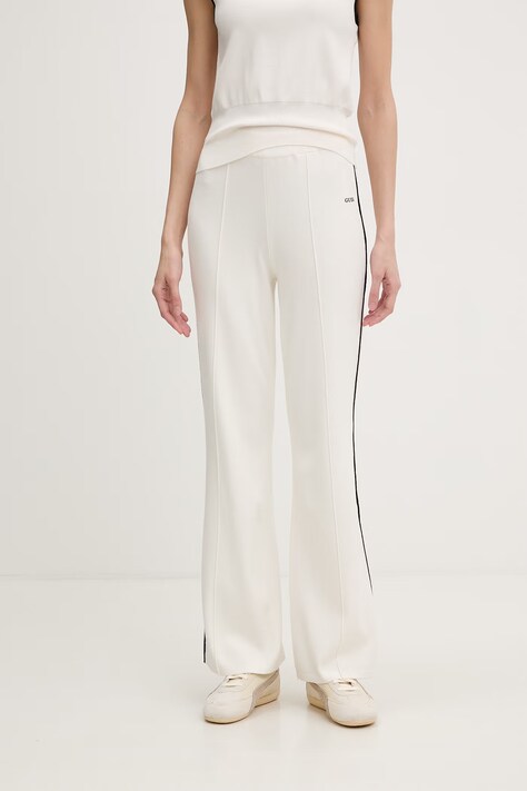 Guess spodnie dresowe damskie z wiskozą LAURENE beżowe high waist V6RB14 Z4642