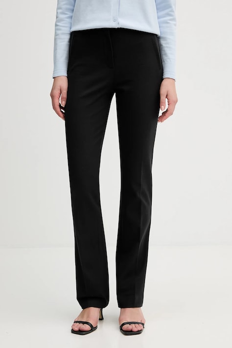 Kalhoty Tommy Hilfiger dámské, černá barva, přiléhavé, high waist, WW0WW47797