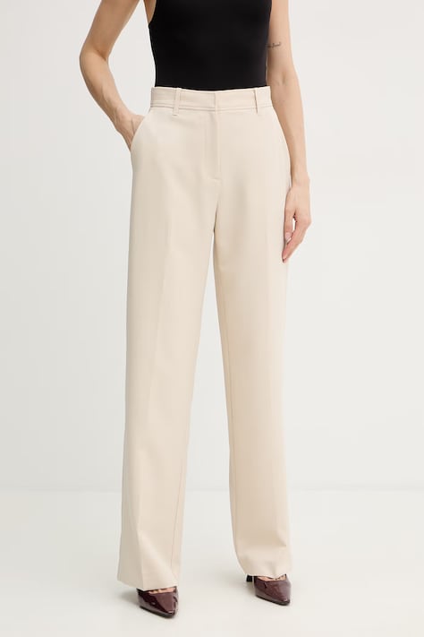 Guess spodnie NAUSICA damskie kolor beżowy proste high waist W6RB02 WH9Y2