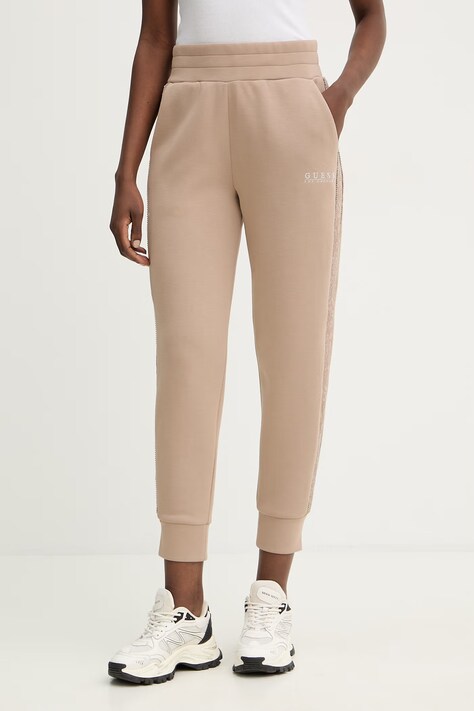 Donji dio trenirke Guess NEW VICTOIRE boja: bež, bez uzorka, W6RB45 KBYE2