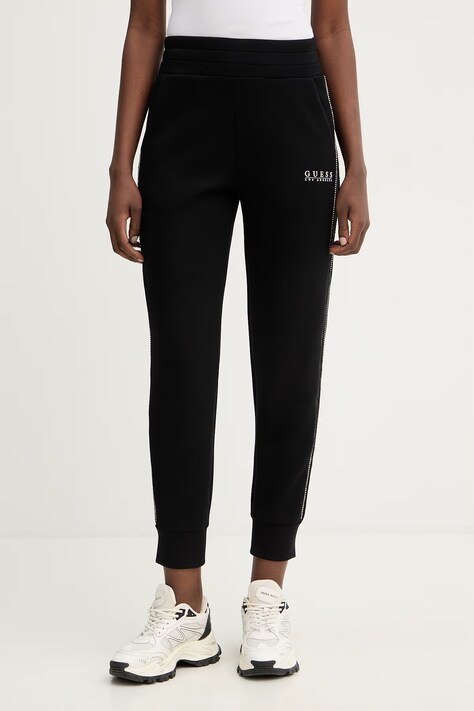 Donji dio trenirke Guess NEW VICTOIRE boja: crna, bez uzorka, W6RB45 KBYE2