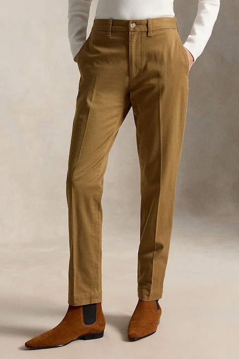 Polo Ralph Lauren pantaloni culoarea maro, lat, high waist, 211A96672