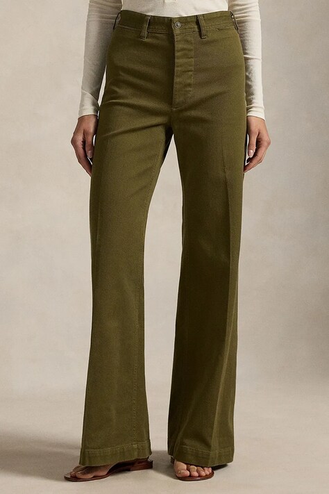 Polo Ralph Lauren spodnie damskie kolor zielony szerokie high waist 211A10723