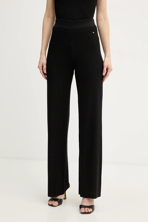 Armani Exchange spodnie damskie kolor czarny proste high waist XW001878 AF11957