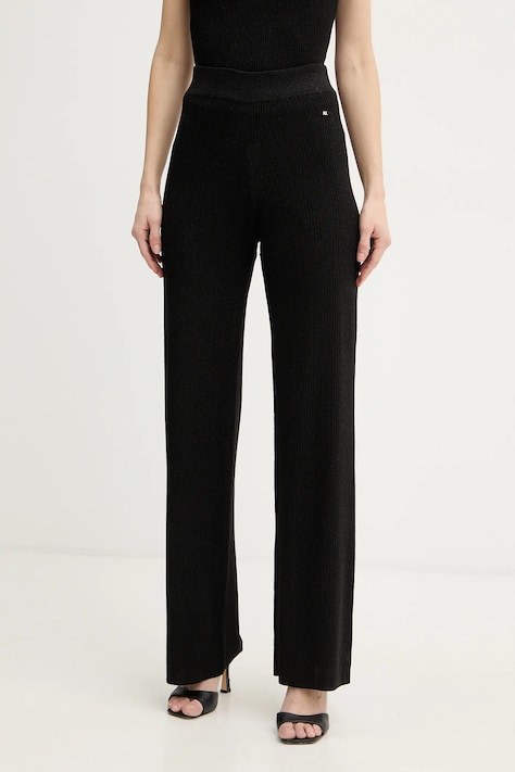 Armani Exchange spodnie damskie kolor czarny proste high waist XW001878 AF11957