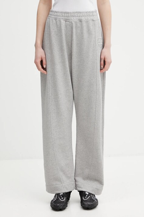 GANNI spodnie dresowe bawełniane A1080058 damskie kolor szary gładkie A1080058