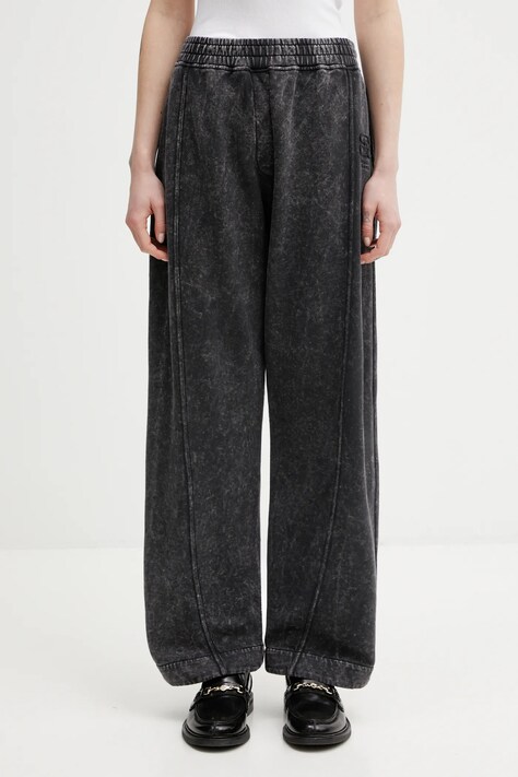 GANNI spodnie dresowe bawełniane A1080058 damskie kolor szary gładkie A1080058