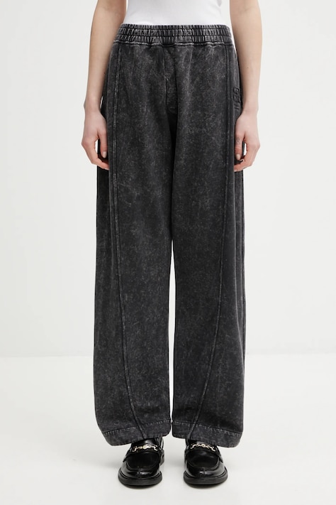 GANNI spodnie dresowe bawełniane A1080058 damskie kolor szary gładkie A1080058