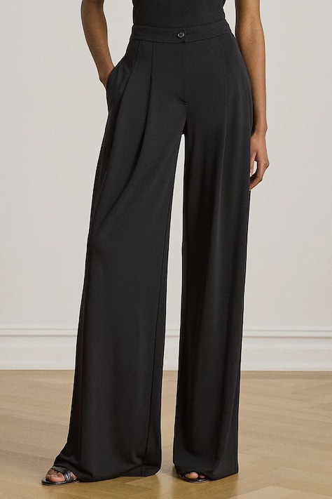 Lauren Ralph Lauren spodnie wide leg damskie czarne high waist 200980217