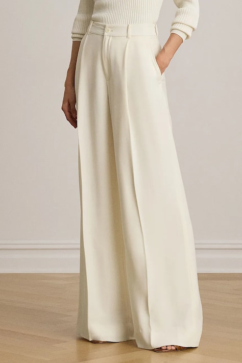 Lauren Ralph Lauren spodnie straight damskie beżowe high waist 200P03582