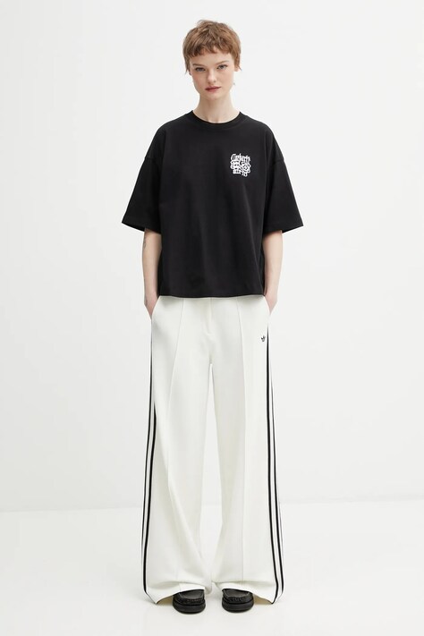 adidas Originals spodnie dresowe Manager Pants damskie kolor beżowy szerokie high waist KC9089