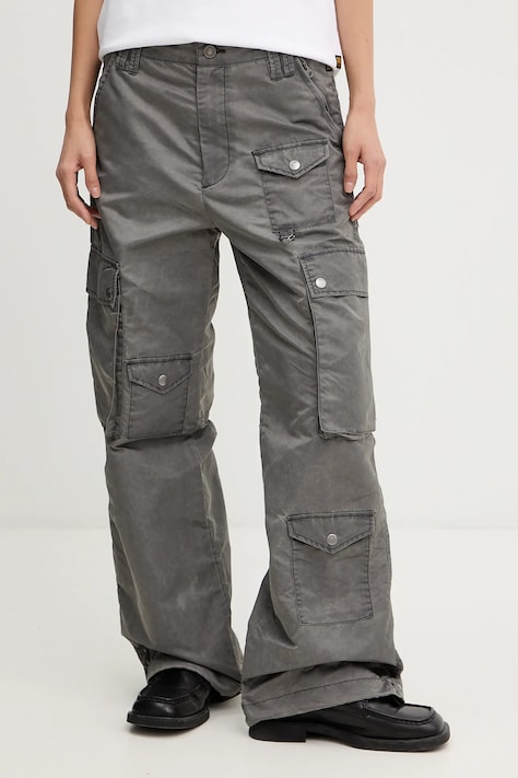 G-Star spodnie damskie kolor szary fason cargo high waist D27437-D192