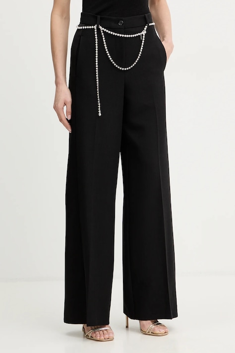 Pinko spodnie damskie kolor czarny szerokie high waist 106397 A35I