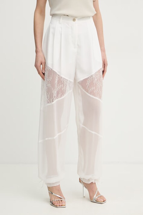 Pinko spodnie damskie białe high waist 106275 A336