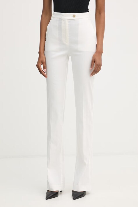 Pinko костюмные брюки для женщин из хлопка белые high waist 106514 A34I