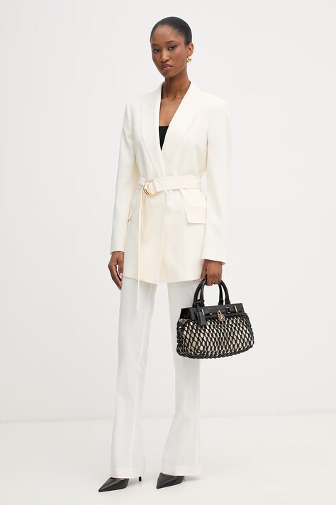 Pinko spodnie garniturowe damskie bawełniane białe 106514 A34I