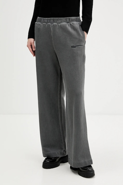 Karl Lagerfeld Jeans pantaloni de trening din bumbac culoarea gri, uni, B1W10090