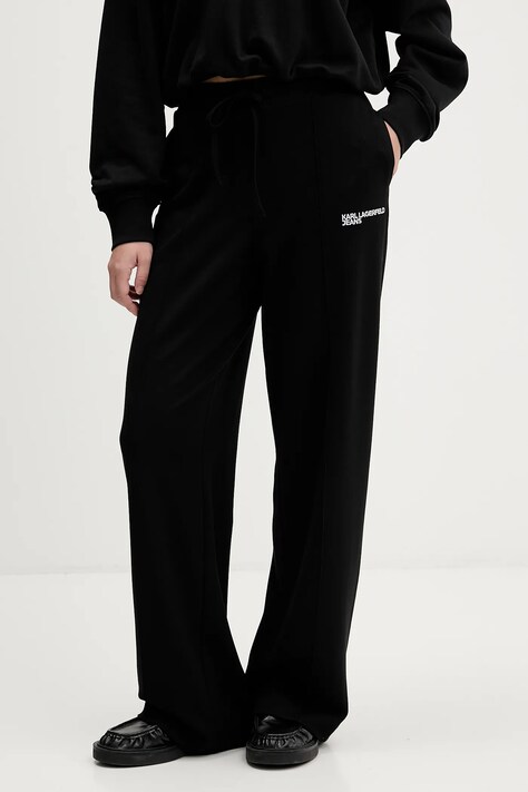 Karl Lagerfeld Jeans spodnie dresowe damskie kolor czarny gładkie B1W10092