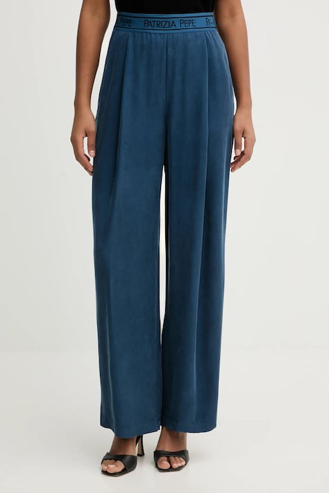 Patrizia Pepe spodnie damskie kolor niebieski proste high waist 8P0778 A704