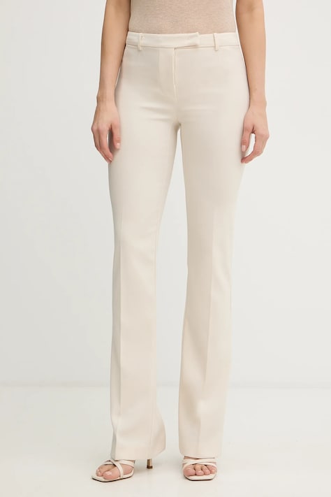 Patrizia Pepe spodnie damskie kolor beżowy dopasowane high waist 8P0781 A6F5