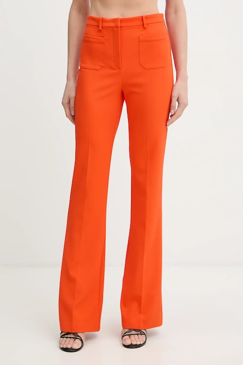 Patrizia Pepe spodnie damskie kolor pomarańczowy dzwony high waist 8P0792 A726