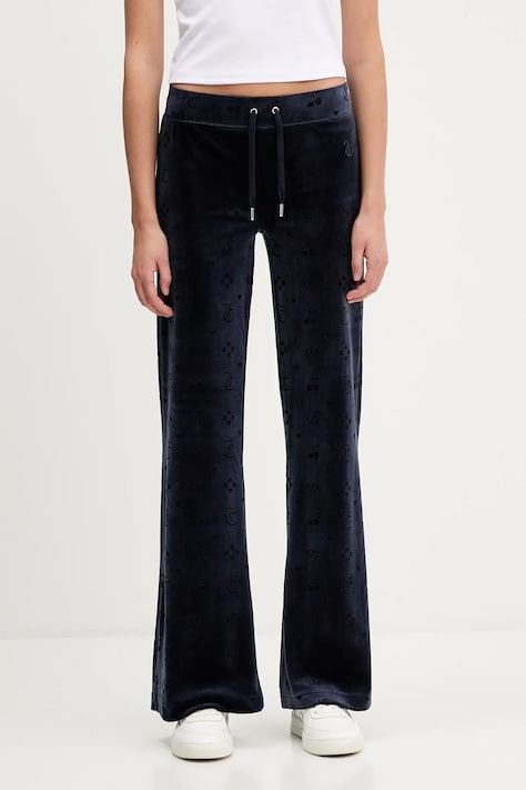 Juicy Couture spodnie dresowe welurowe Monogram Lisa damskie kolor granatowy wzorzyste JCWBJ125303