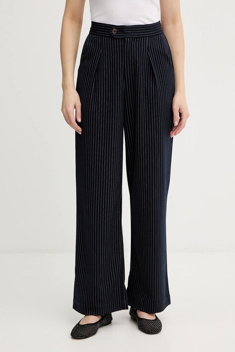 Never Fully Dressed spodnie Arden damskie kolor granatowy szerokie high waist NFDTR581