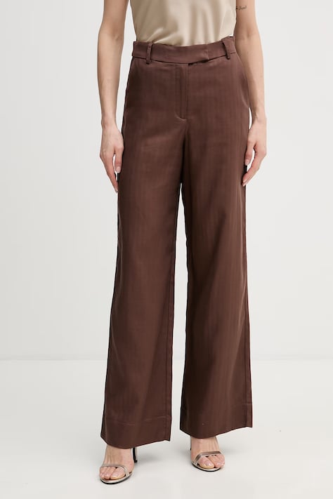 Hoss Intropia pantaloni din amestec de in culoarea maro, 6543043