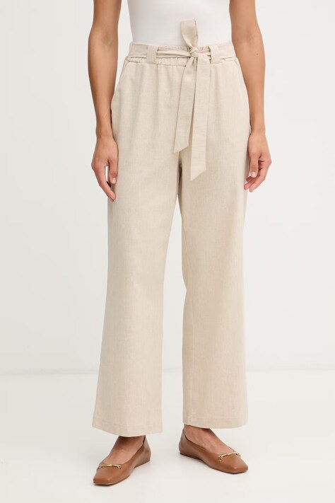 Joseph Ribkoff spodnie paperbag damskie z lnem beżowe high waist 262040