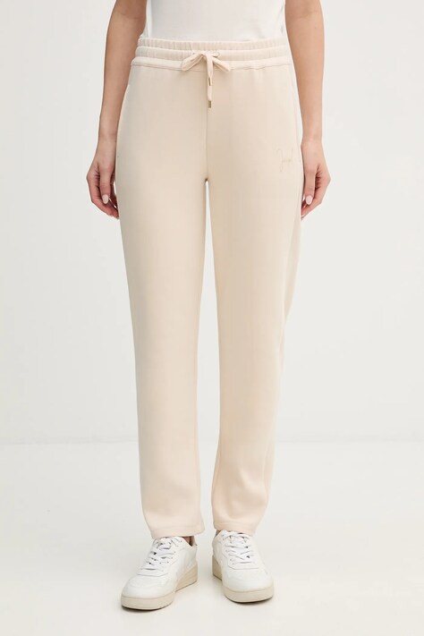 Joop! spodnie dresowe damskie kolor beżowy gładkie 30100423