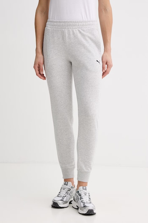 Puma spodnie dresowe damskie bawełniane Essential TR szare high waist 683284