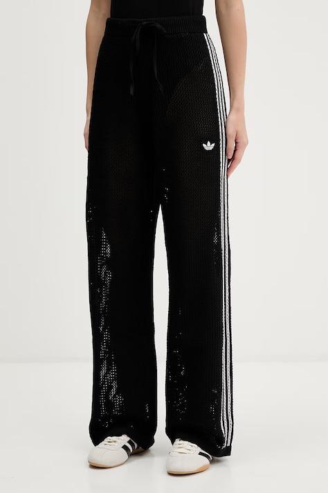 adidas Originals teplákové nohavice dámske Crochet čierne high waist KC6494
