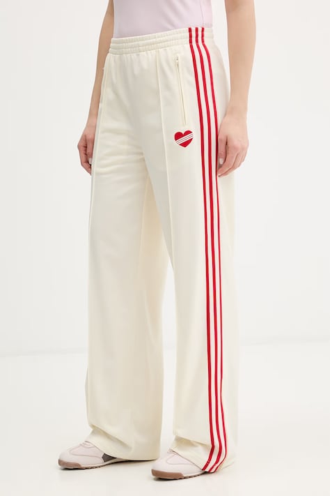 adidas Originals spodnie dresowe damskie beżowe high waist KQ8056