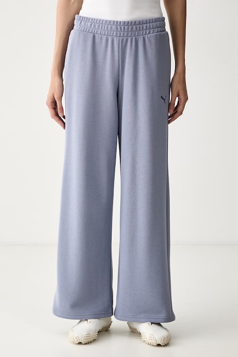 Puma teplákové nohavice dámske s bavlnou Essential Cat Comfort modré high waist 691703