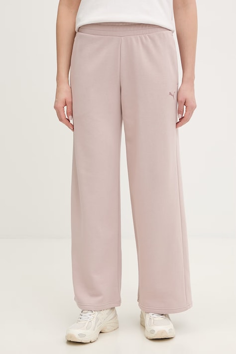 Puma spodnie dresowe Essential Cat Comfort damskie kolor różowy gładkie 691703